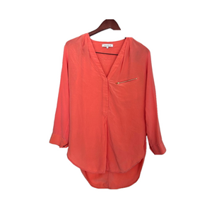 Sandro Paris 100% Silk Women's Blouse Size 2 medium pink orange